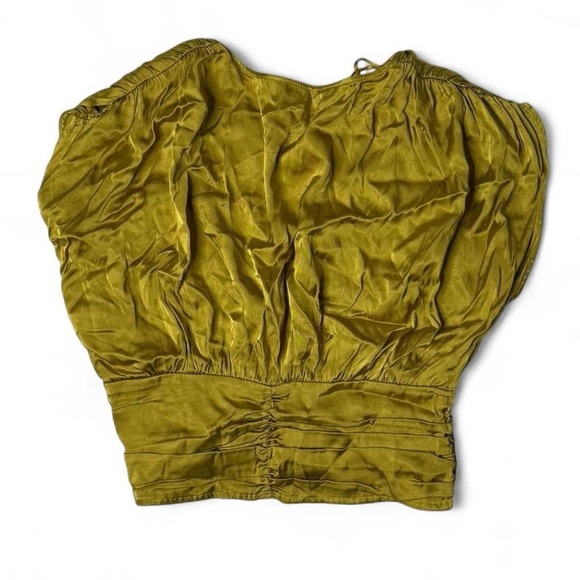 ZARA Mustard Satin Ruched Top - Picture 2 of 3